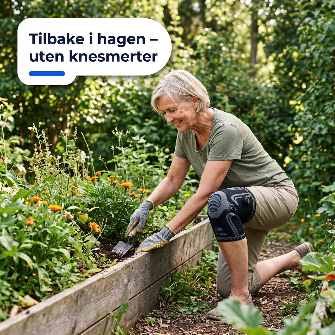 Kvinne i hagen med ScandiBrace